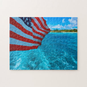 Puzzle Bandera americana. Saipán Islas Marianas.