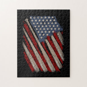 Puzzle Bandera Americana Vintage Béisbol