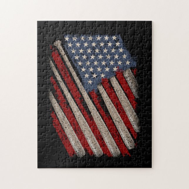 Puzzle Bandera Americana Vintage Béisbol (Vertical)