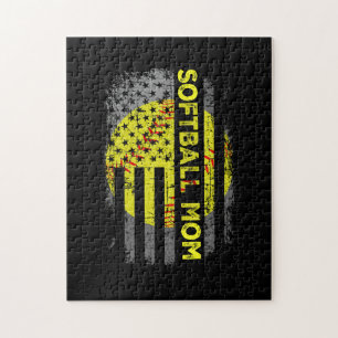 Puzzle Bandera Americana Vintage Softball Mom
