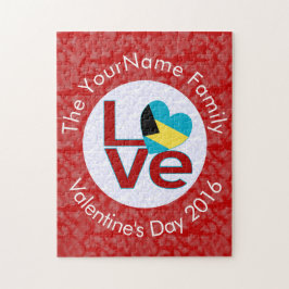 Puzzle Bandera bahamiana letras rojas LOVE Blanco sobre R