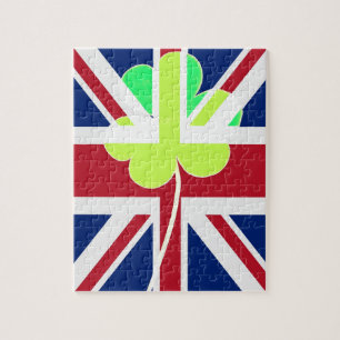 Puzzle Bandera británica irlandesa Shamrock Clover St. Pa