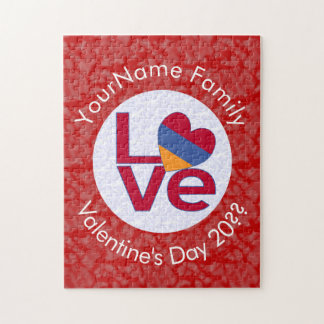Puzzle Bandera de amor con letras rojas armenias personal