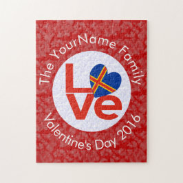 Puzzle Bandera de amor con letras rojas personalizadas de