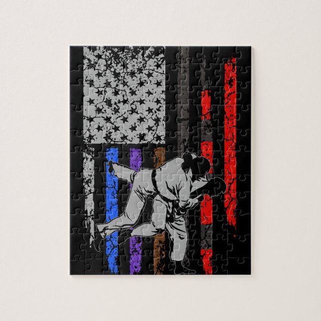 Puzzle Bandera de BJJ de las Estrellas y Rayas de Jiu Jit (Vertical)