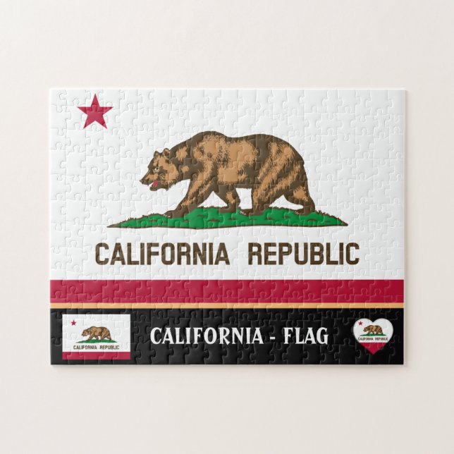 Puzzle Bandera de California y Estados Unidos de América (Horizontal)