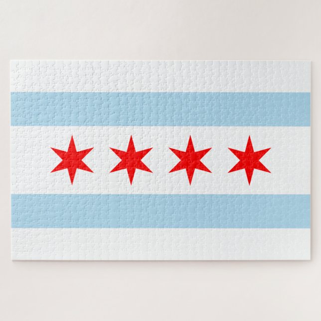 Puzzle Bandera de Chicago (Illinois) (Horizontal)