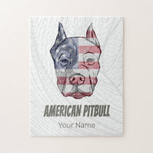 Puzzle Bandera de cosecha estadounidense Pitbull Terrier 