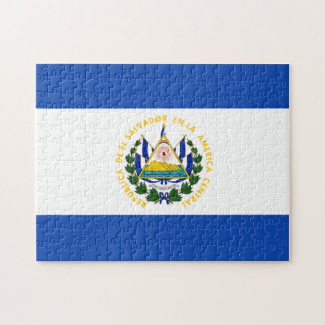 Puzzle Bandera de El Salvador, escudo de armas nacional (Horizontal)