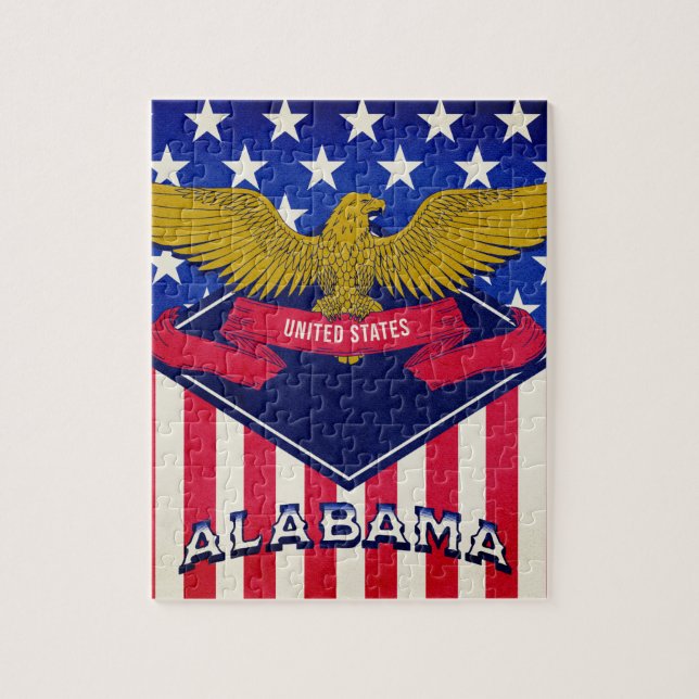 Puzzle Bandera de Estados Unidos de Alabama   (Vertical)