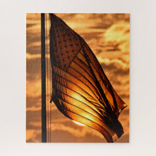 Puzzle Bandera de Estados Unidos en el atardecer - 16x20 