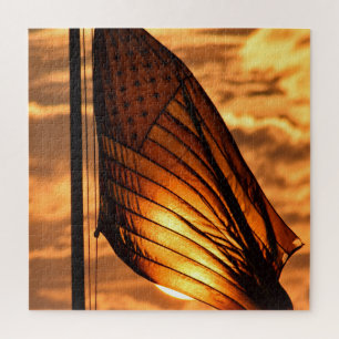 Puzzle Bandera de Estados Unidos en el atardecer - 20x20