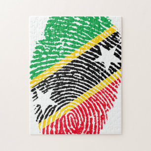 Puzzle Bandera de huella dactilar de Saint Kitts.