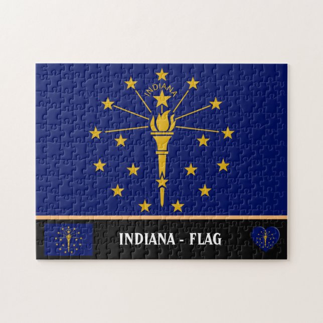 Puzzle Bandera de Indiana e Indiana State USA /America (Horizontal)