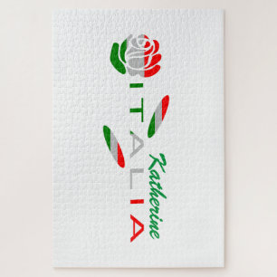 Puzzle Bandera de Italia Rosa Personalizada