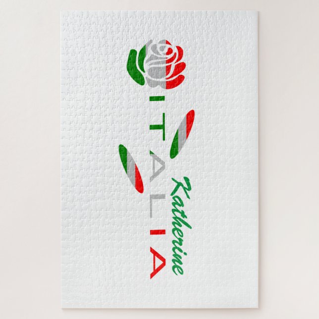 Puzzle Bandera de Italia Rosa Personalizada (Vertical)