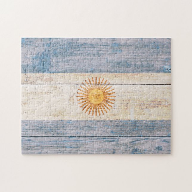 Puzzle Bandera de la Argentina en la madera (Horizontal)