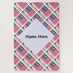 Puzzle Bandera de Malasia Personalizada en Baldosas
