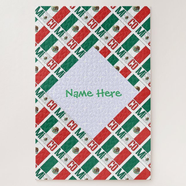Puzzle Bandera de México Personalizada en Baldosas (Vertical)