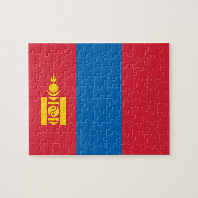 Puzzle Bandera de Mongolia (Horizontal)
