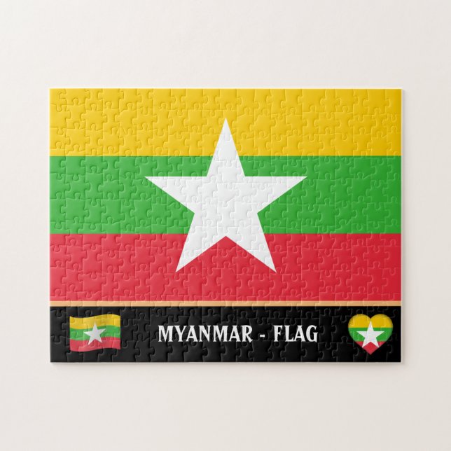 Puzzle Bandera de Myanmar y país de Myanmar (Horizontal)
