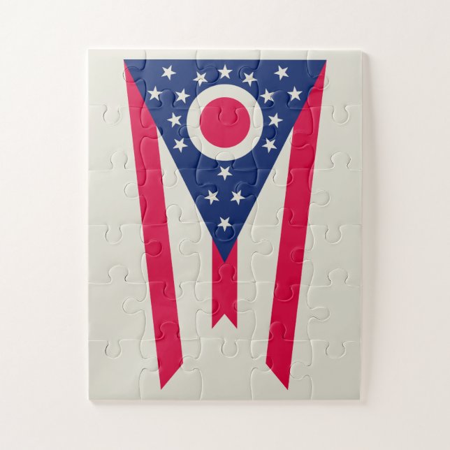 Puzzle Bandera de Ohio: El cartel del estado de Buckeye (Vertical)