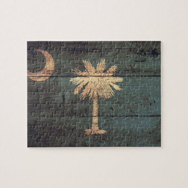 Puzzle Bandera de Old Wood South Carolina; (Horizontal)