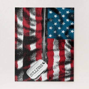 Puzzle Bandera de perro de soldado militar personalizado