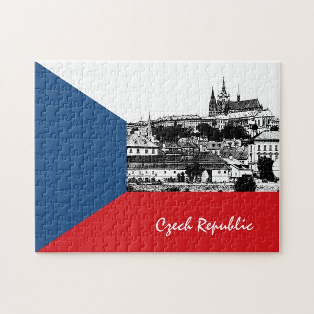 Puzzle Bandera de Praga y Checo - ciudad histórica/Checia (Horizontal)