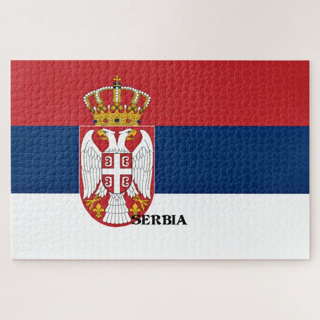 Puzzle Bandera de Serbia, etiquetada (Horizontal)