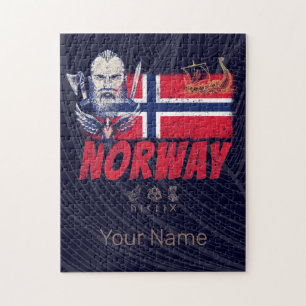 Puzzle Bandera De Vintage De Noruega Y Recuento De Barco