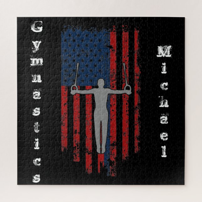 Puzzle Bandera estadounidense alterada por anillos de gim (Vertical)