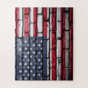 Puzzle Bandera estadounidense, bandera en ladrillos rompe
