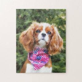 Puzzle Bandera estadounidense Cavalier King Charles Spani