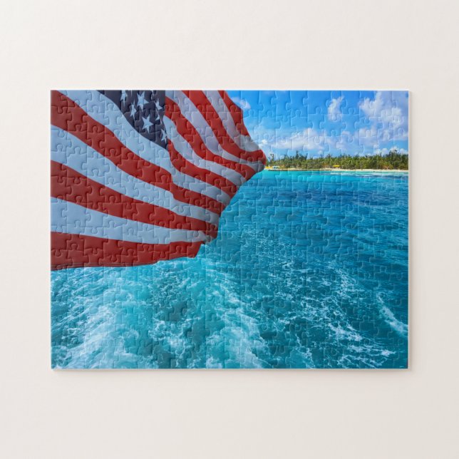 Puzzle Bandera estadounidense. Islas Marianas de Saipan. (Horizontal)