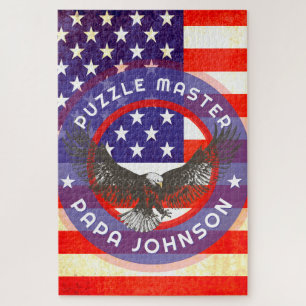 Puzzle bandera estadounidense personalizada roja blanca a