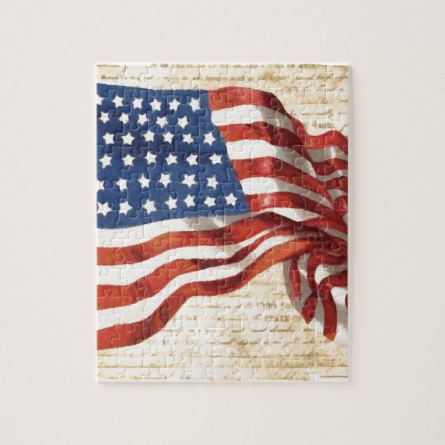 Puzzle Bandera estadounidense vintage (Vertical)