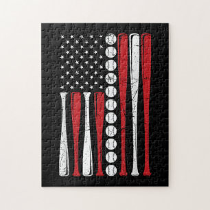 Puzzle Bandera estadounidense vintage de béisbol 4 de jul