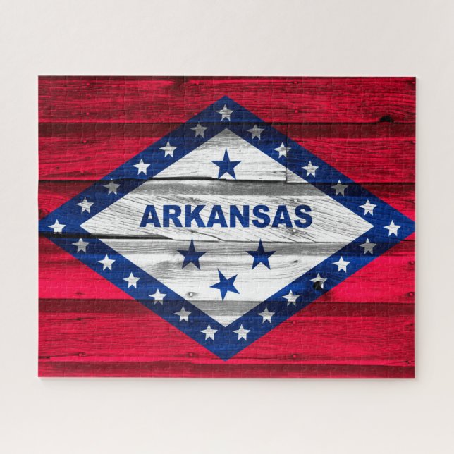 Puzzle Bandera Estatal de Arkansas Grunge (Horizontal)