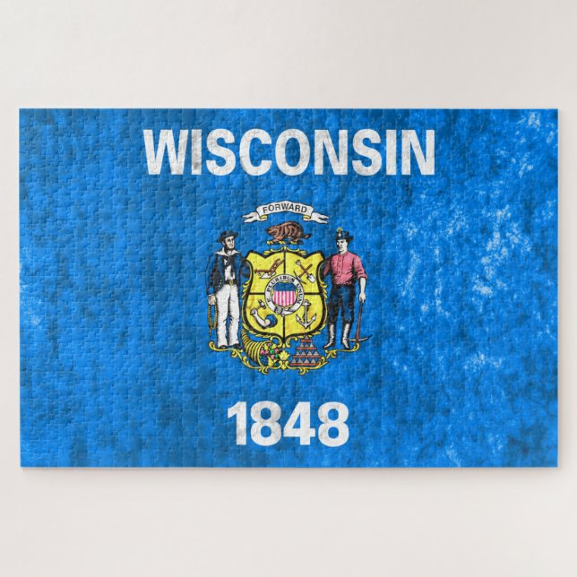 Puzzle Bandera estatal de Wisconsin (Horizontal)