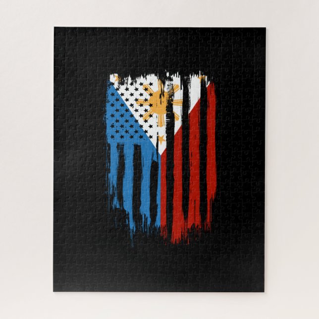 Puzzle Bandera filipina mitad americana mitad filipina (Vertical)