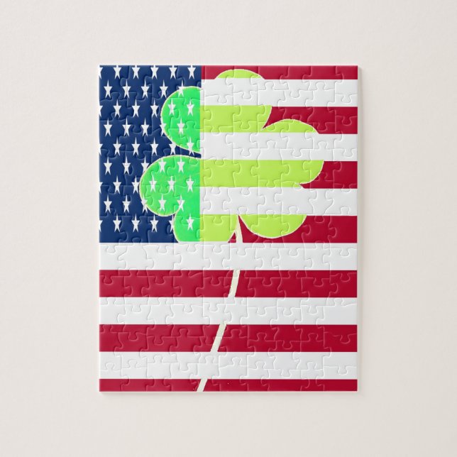 Puzzle Bandera irlandesa norteamericana Shamrock Clover S (Vertical)