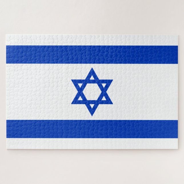 Puzzle Bandera israelí azul blanco patrón moderno patriót (Horizontal)