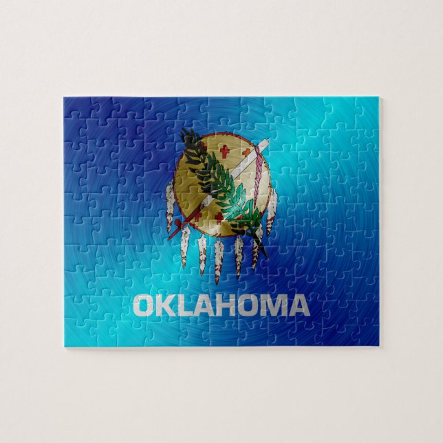 Puzzle Bandera metalizado cepillada de Oklahoma (Horizontal)