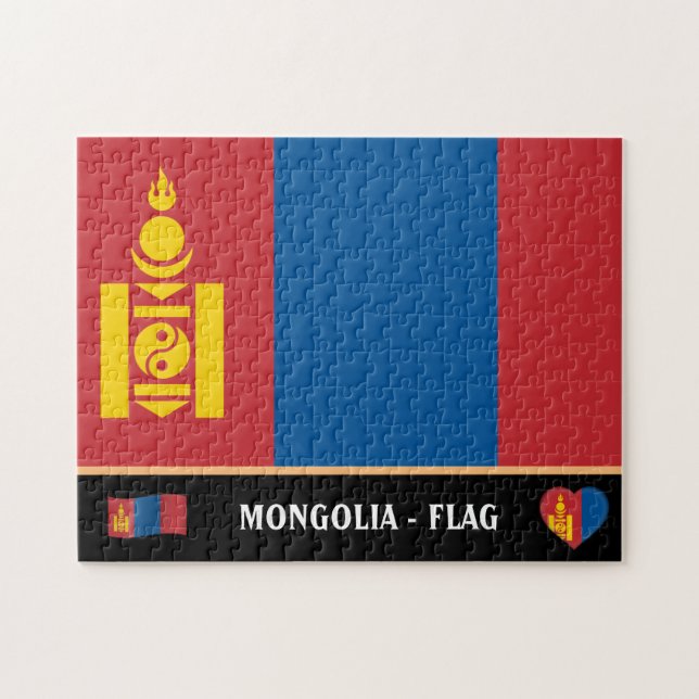 Puzzle Bandera mongola y país mongol / Mongolia (Horizontal)