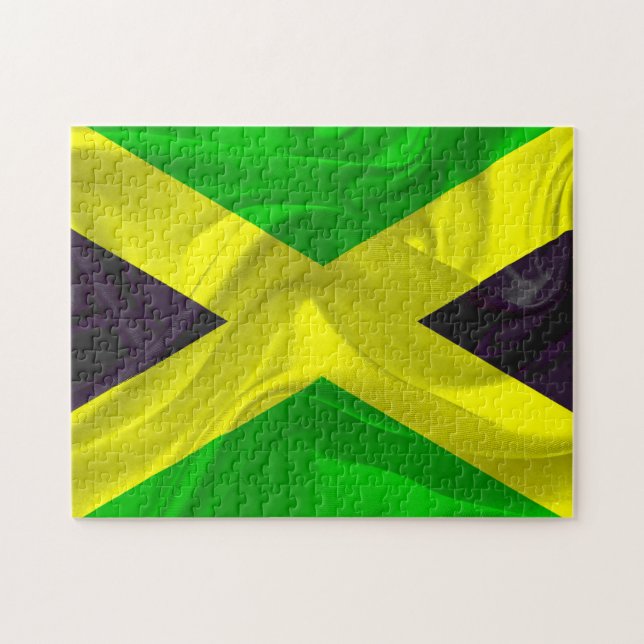 Puzzle Bandera nacional de Jamaica. (Horizontal)