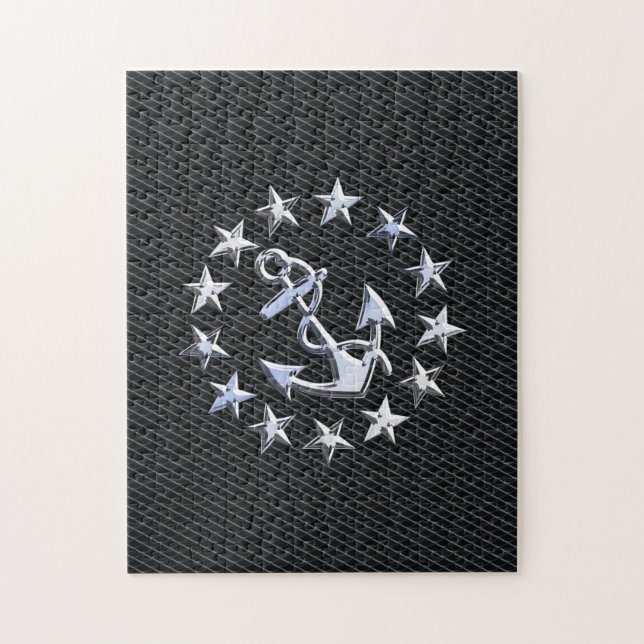 Puzzle Bandera naval de yate cromada en impresión de parr (Vertical)