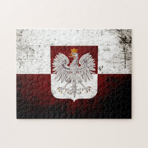 Puzzle Bandera negra de Polonia del Grunge