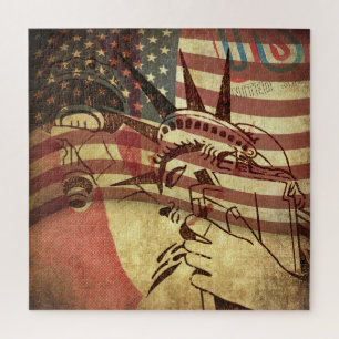 Puzzle Bandera norteamericana gruesa: fondo texturado.
