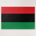 Puzzle Bandera Panafricana de la UNIA<br><div class="desc">La bandera panafricana - también conocida como la bandera de la UNIA,  la bandera afroamericana,  la bandera de la Liberación Negra y varios otros nombres es una bandera tricolor que consiste de tres bandas horizontales iguales de rojo,  negro y verde (de arriba hacia abajo).</div>